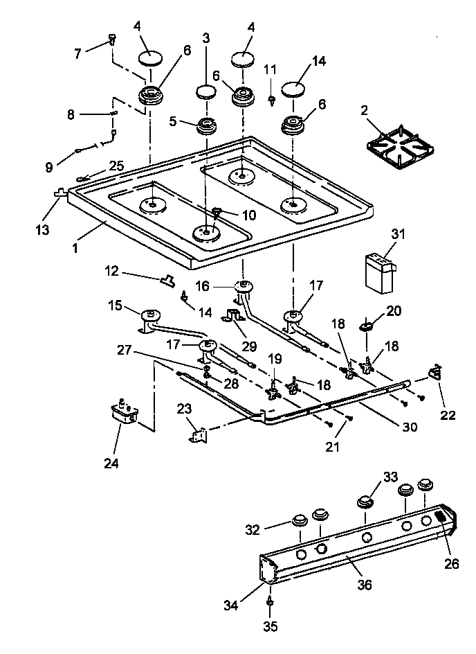 Caloric RLS271UL/P1143186NL main top diagram