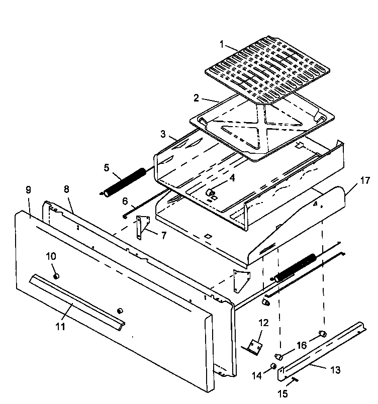 Caloric RLS271UL/P1143186NL broiler drawer diagram