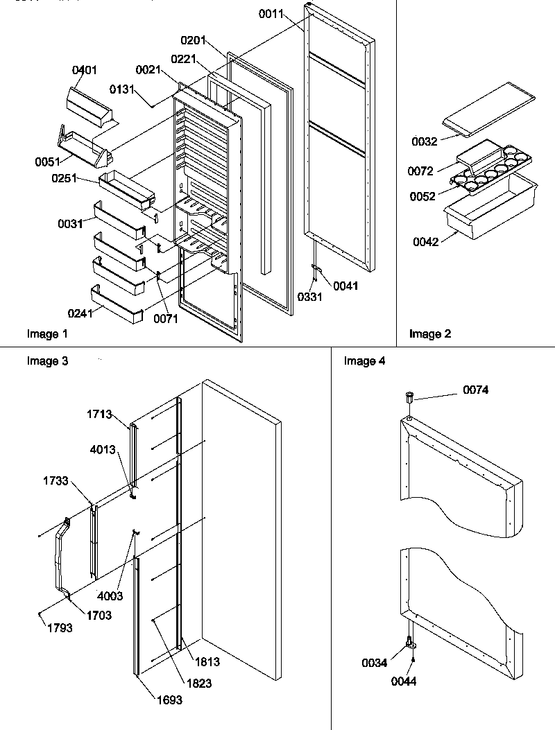 Amana SPD25TW-P1303505WW refrigerator door and accessories diagram
