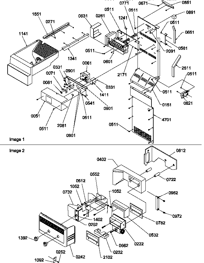 Amana SPD25TW-P1303505WW ice maker/control assy diagram