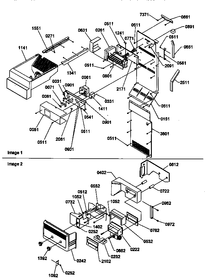 Amana SMD21TBW-P1193914WW ice maker/control assy diagram