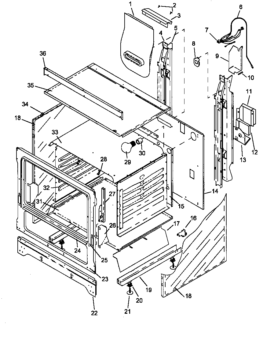 Caloric RLN367UW/P1143143NW cabinet assembly diagram