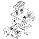 Caloric RLN385UW/P1143501NW main top assembly - sealed burners diagram