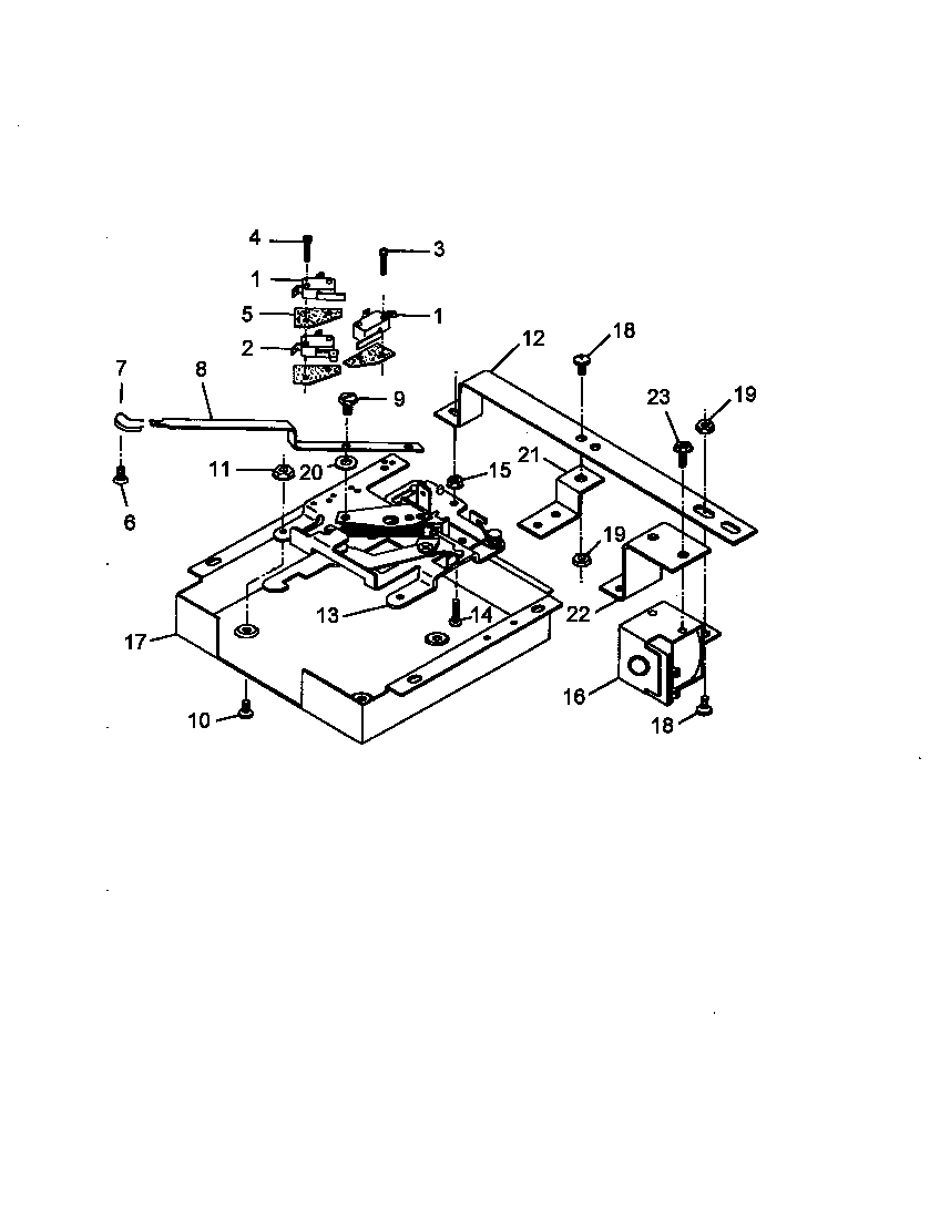 Amana AO27DGK-P1132519NK door latch, upper and lower diagram