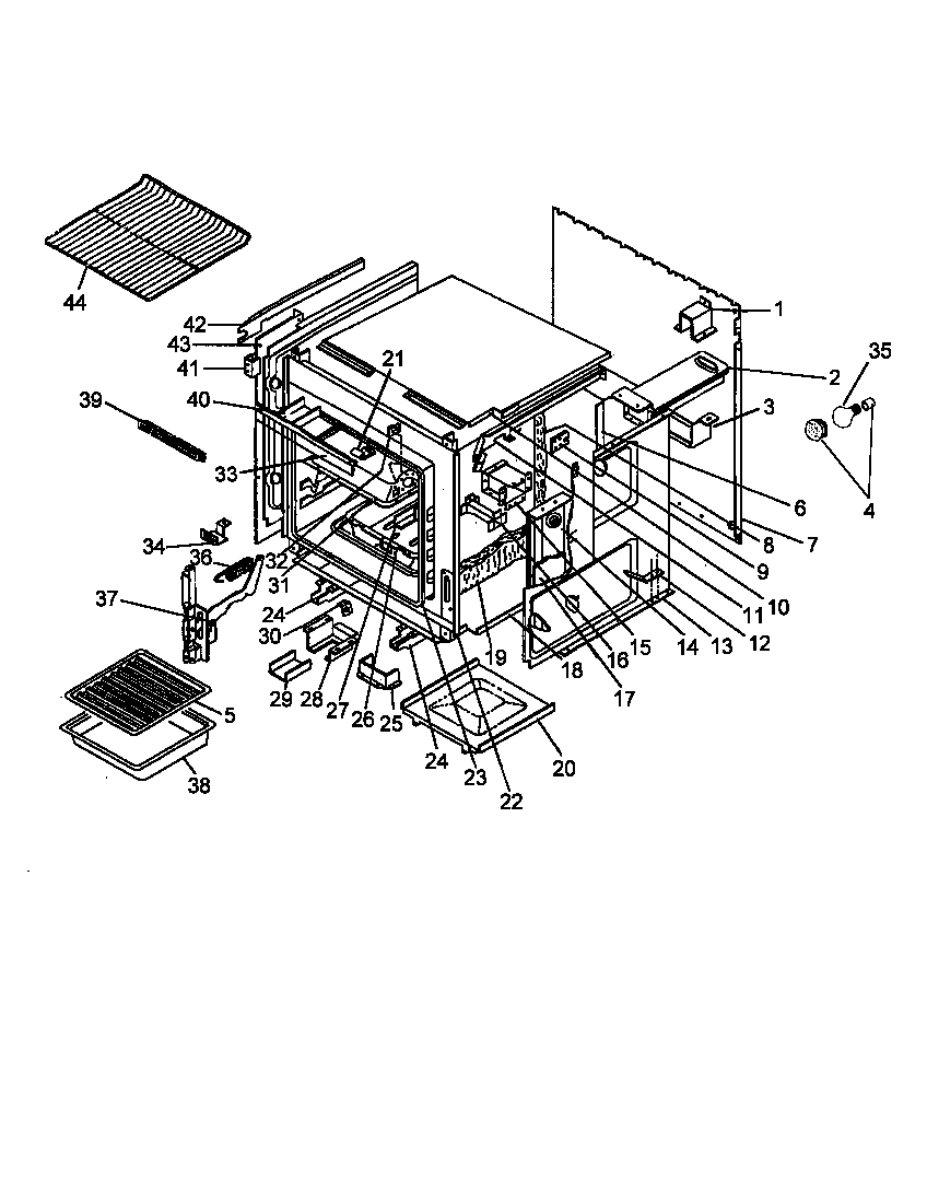 Amana AO27DGK-P1132519NK cabinet, lower diagram