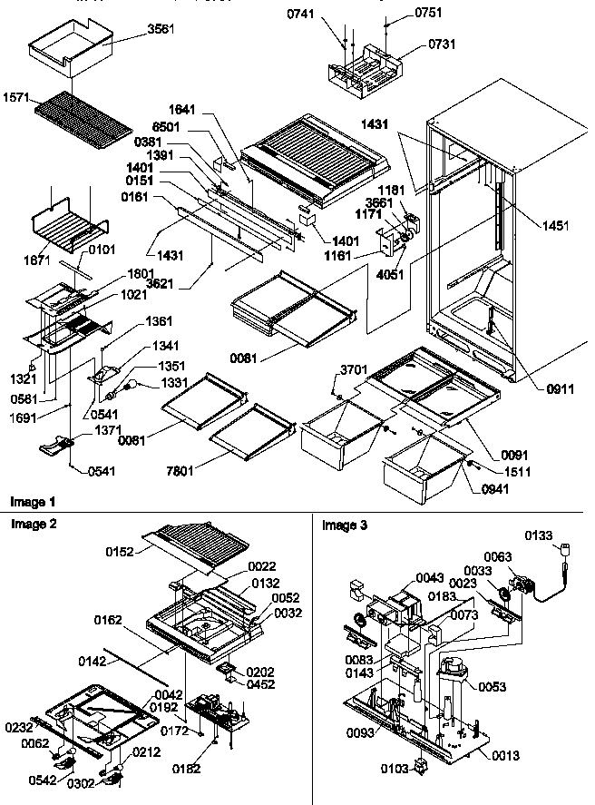 Amana TSI19TW-P1306401WW interior cabinet and drain block assembly diagram