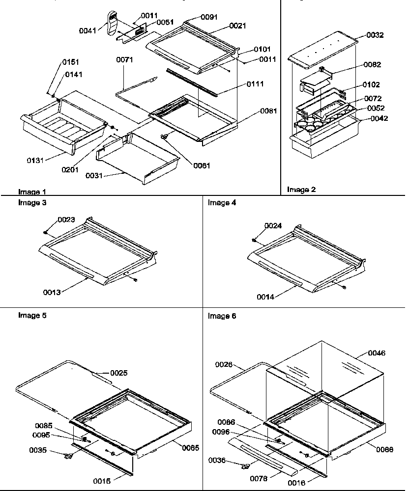 Amana SRD20TPE-P1190811WE deli, shelf, and crisper assemblies diagram