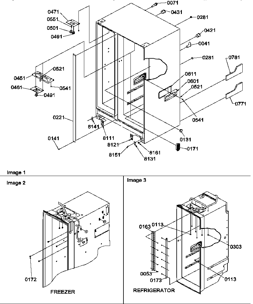 Amana SRD20TPE-P1190811WE cabinet parts diagram
