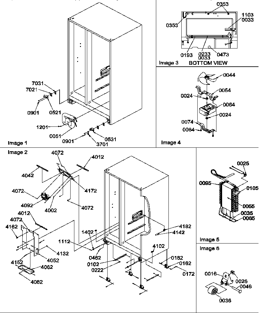 Amana SRD20TPE-P1190811WE drain system, rollers, and evaporator assy diagram