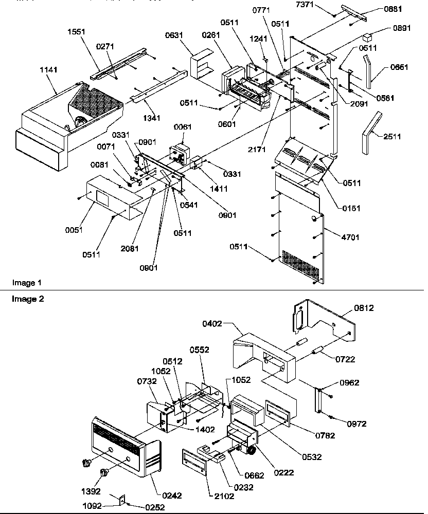 Amana SRD22TPE-P1190307WE ice maker/control assy diagram