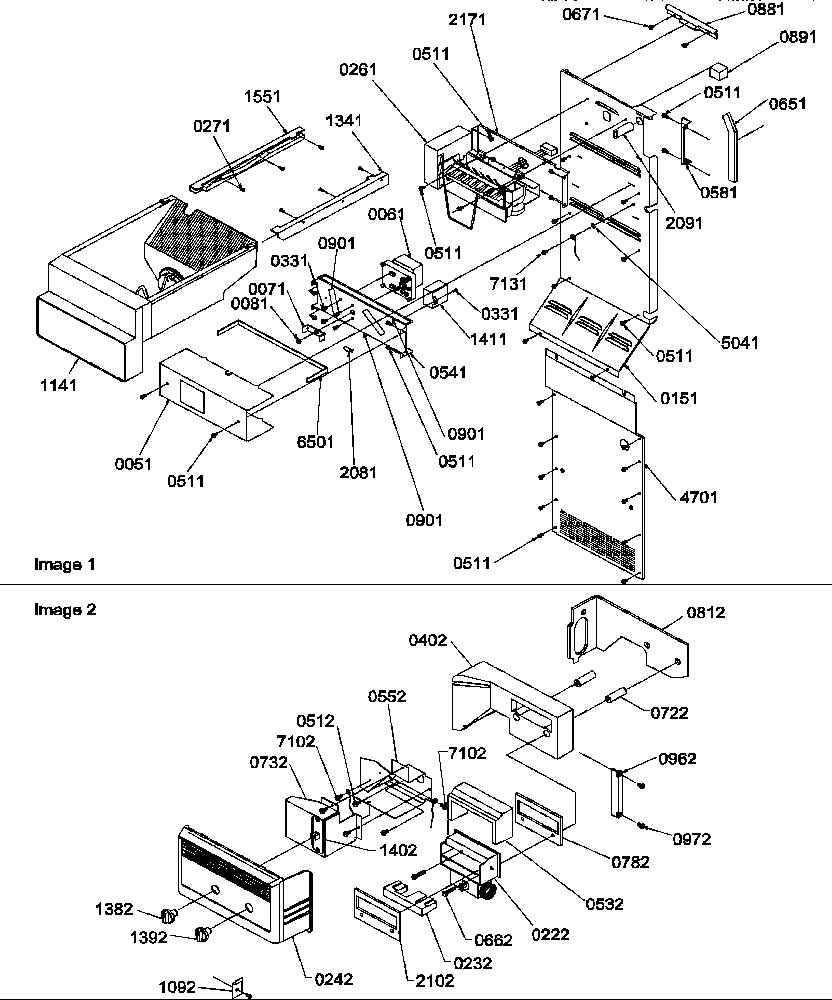 Amana SXD322S2L-P1305702WL ice maker/control assy diagram