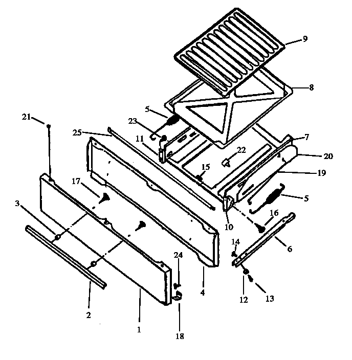 Caloric RLS669UL/P1142168NL broiler drawer-after march 1,1992(date code 9203) diagram