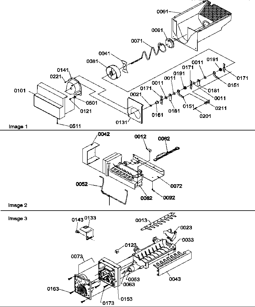 Amana SRD325S5L-P1307201WL ice bucket auger, ice maker and ice maker parts diagram