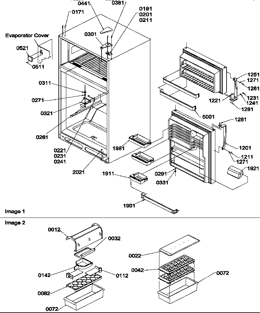 Amana ATS518SW-P1183713WW door, hinges and accessories diagram