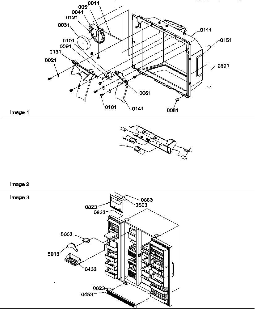 Amana SRD327S3L-P1307102WL ice & water cavity, electronic bracket & toe grille diagram