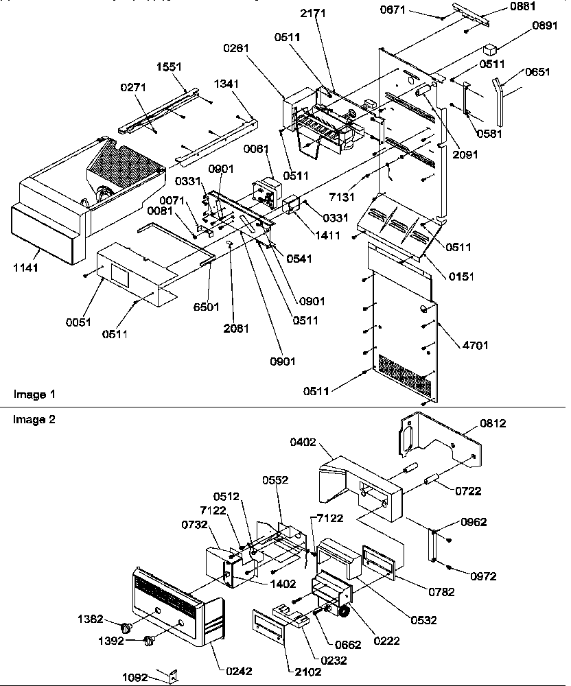 Amana SRD327S3L-P1307102WL ice maker/control assy diagram