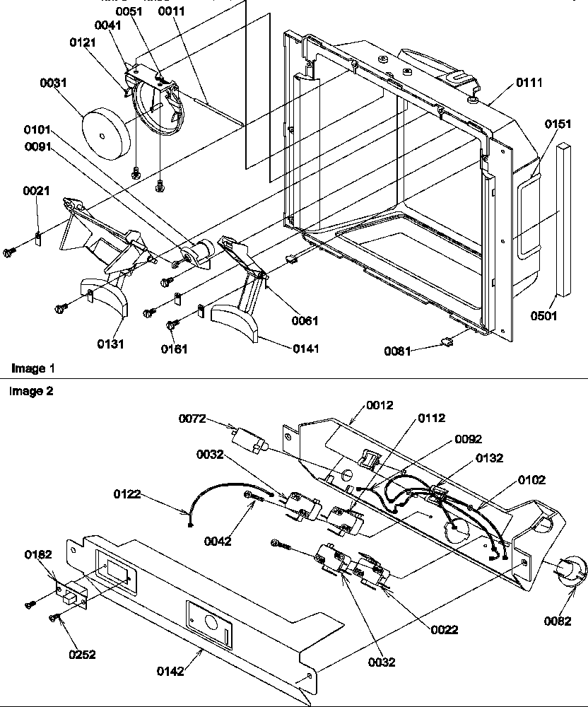 Amana SCD25TL-P1190426WL ice & water cavity and electronic bracket assy diagram