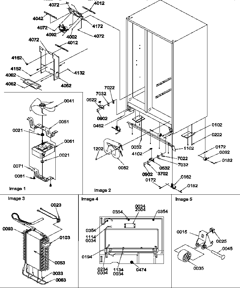 Amana SCD25TL-P1190426WL drain system, rollers, and evaporator assy diagram