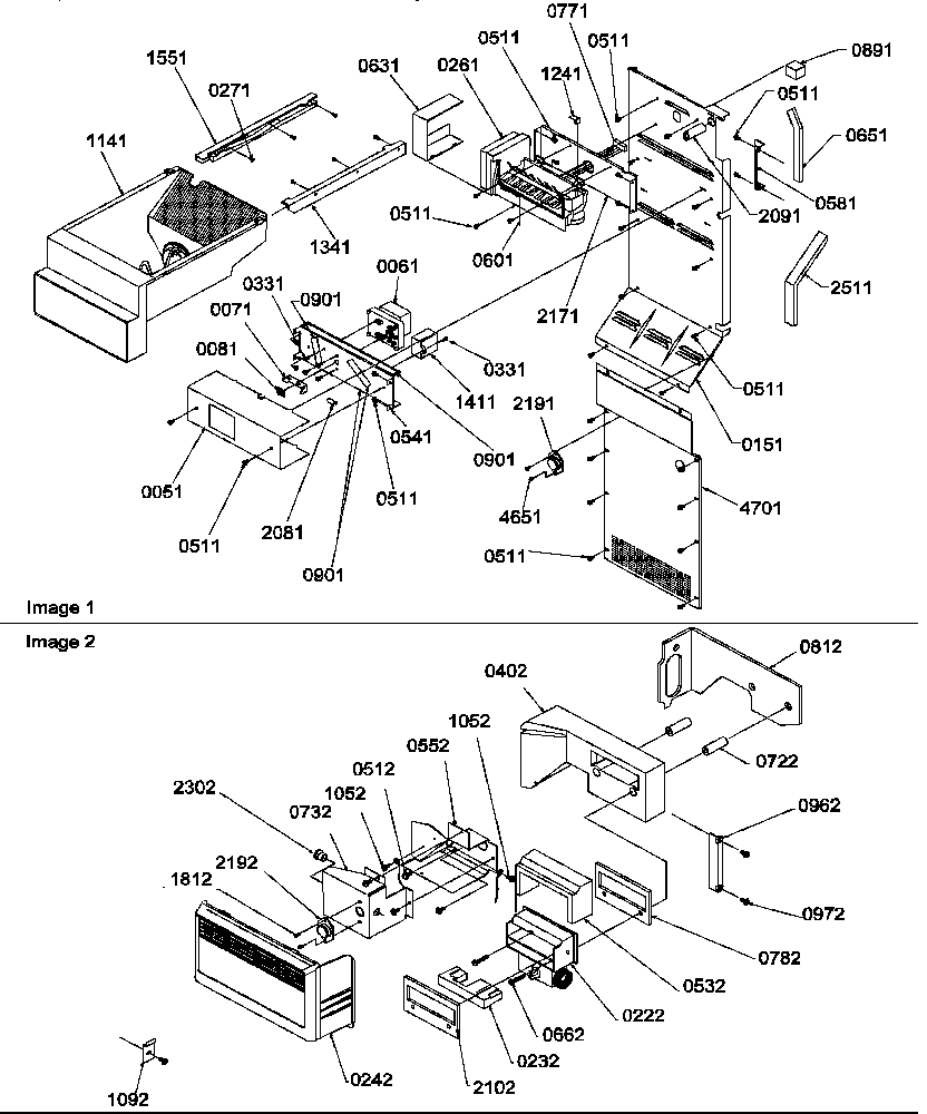 Amana SRDE27TPSE-P1190604WE ice maker/control assy diagram