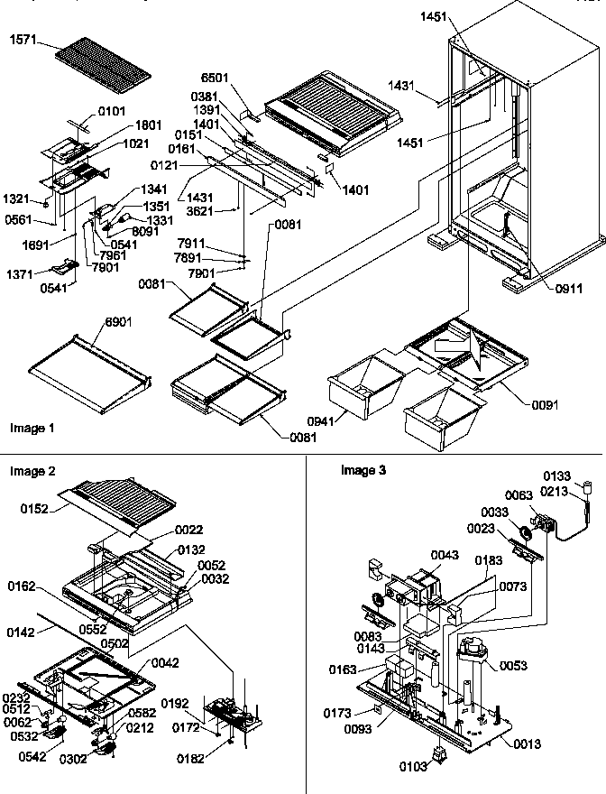 Amana TR518ITAL-P1183712WL interior cabinet and drain block assembly diagram