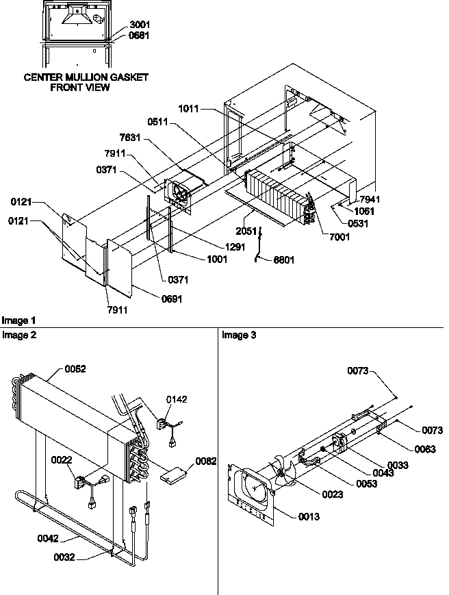 Amana TR518ITAL-P1183712WL evaporator and fan motor assemblies diagram
