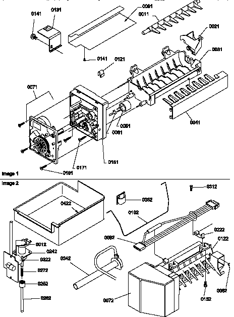 Amana TR518ITAL-P1183712WL ice maker assembly and parts diagram