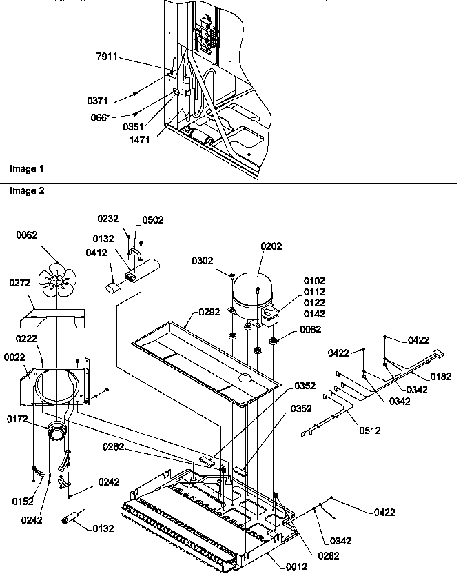 Amana TR518ITVW-P1180808WW machine compartment diagram