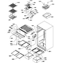 Amana TR522SL-P1182704WL interior cabinet and drain block assembly diagram