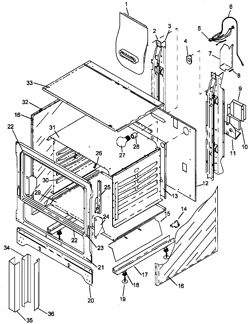 Amana RBK28FG/P1142379NL cabinet assy diagram