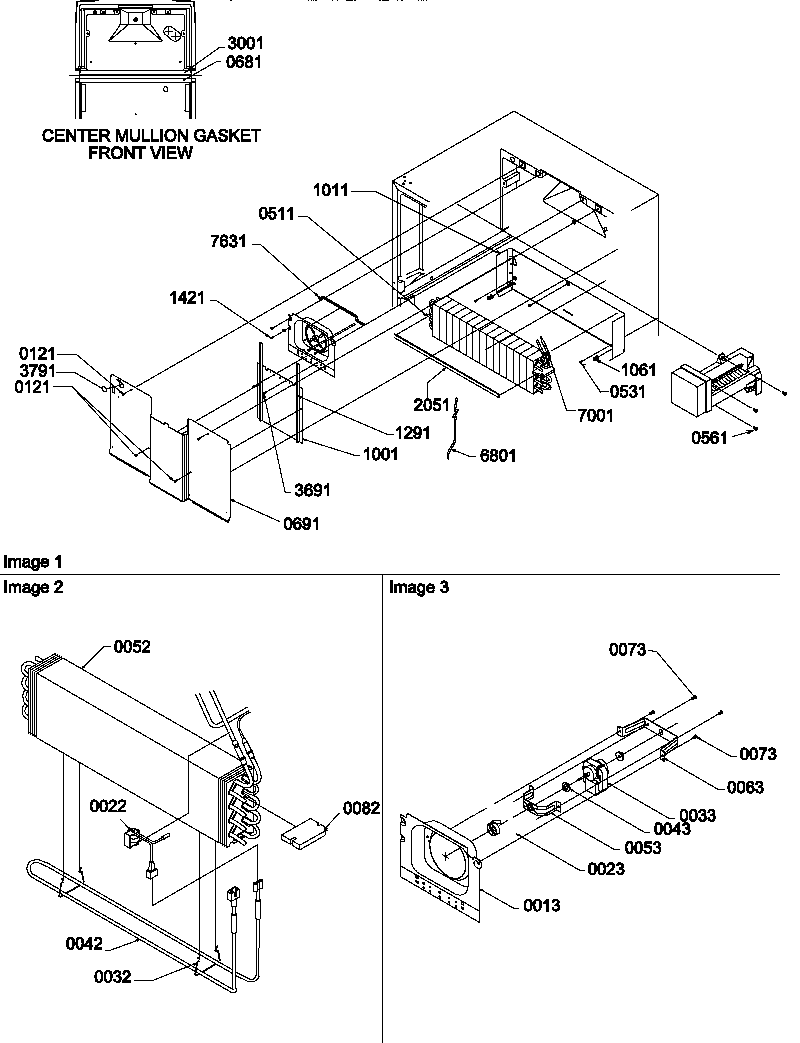 Amana TG18VL-P1194605WL evaporator and fan motor assemblies diagram