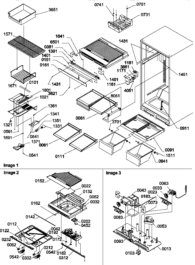 Amana TRI21VE-P1309501WE interior cabinet and drain block assembly diagram