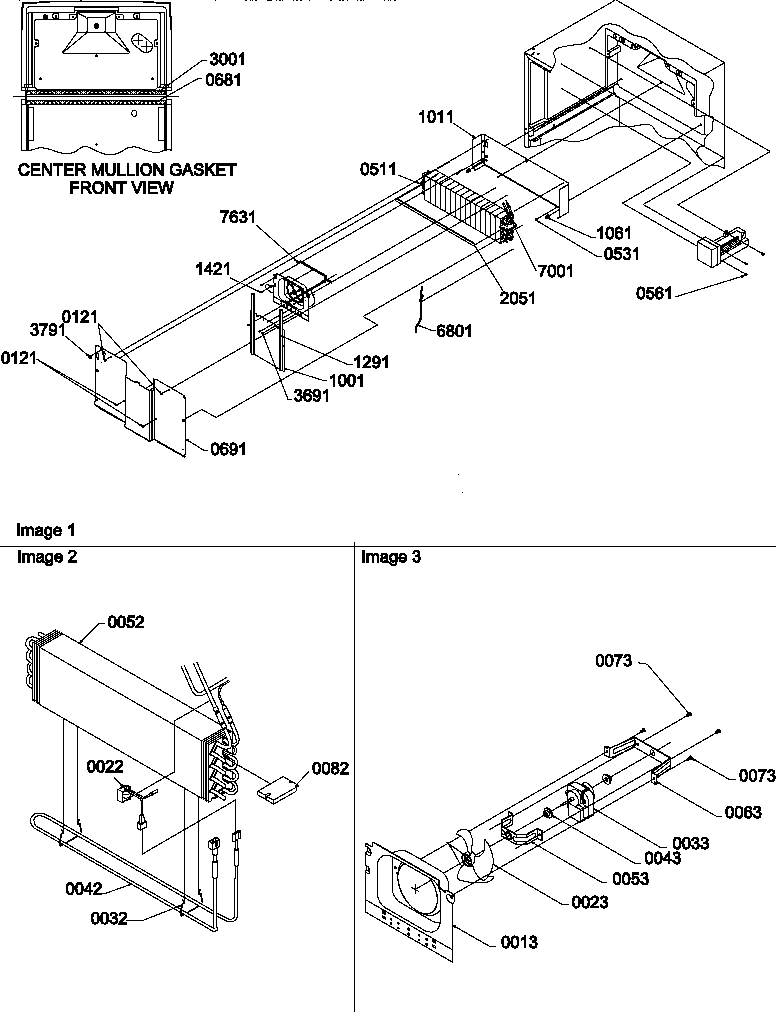 Amana TRI21VE-P1309501WE evaporator and fan motor assemblies diagram