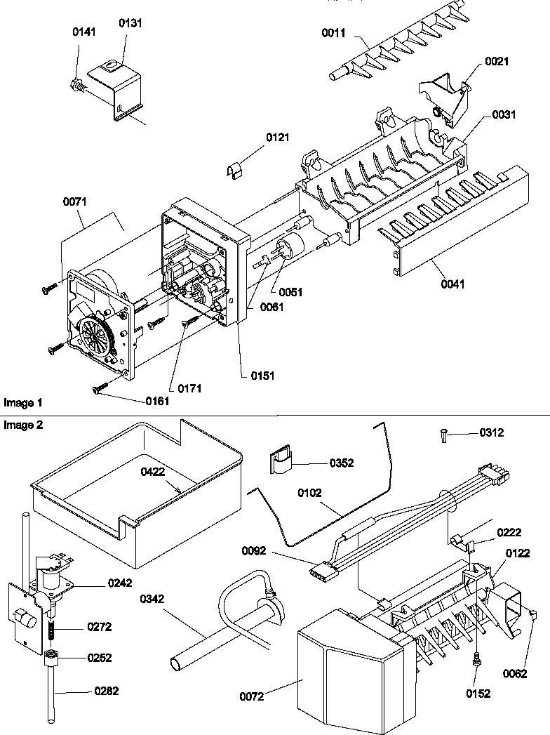 Amana TRI21VE-P1309501WE ice maker assembly and parts diagram