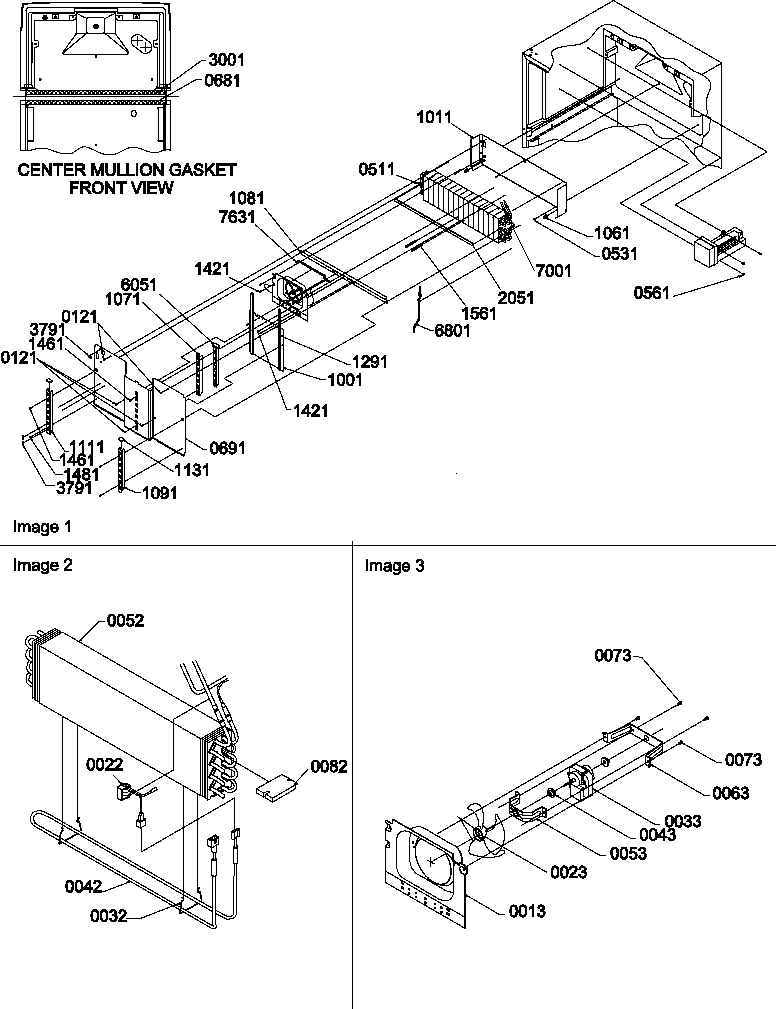 Amana TR25VL-P1196404WL evaporator and fan motor assemblies diagram
