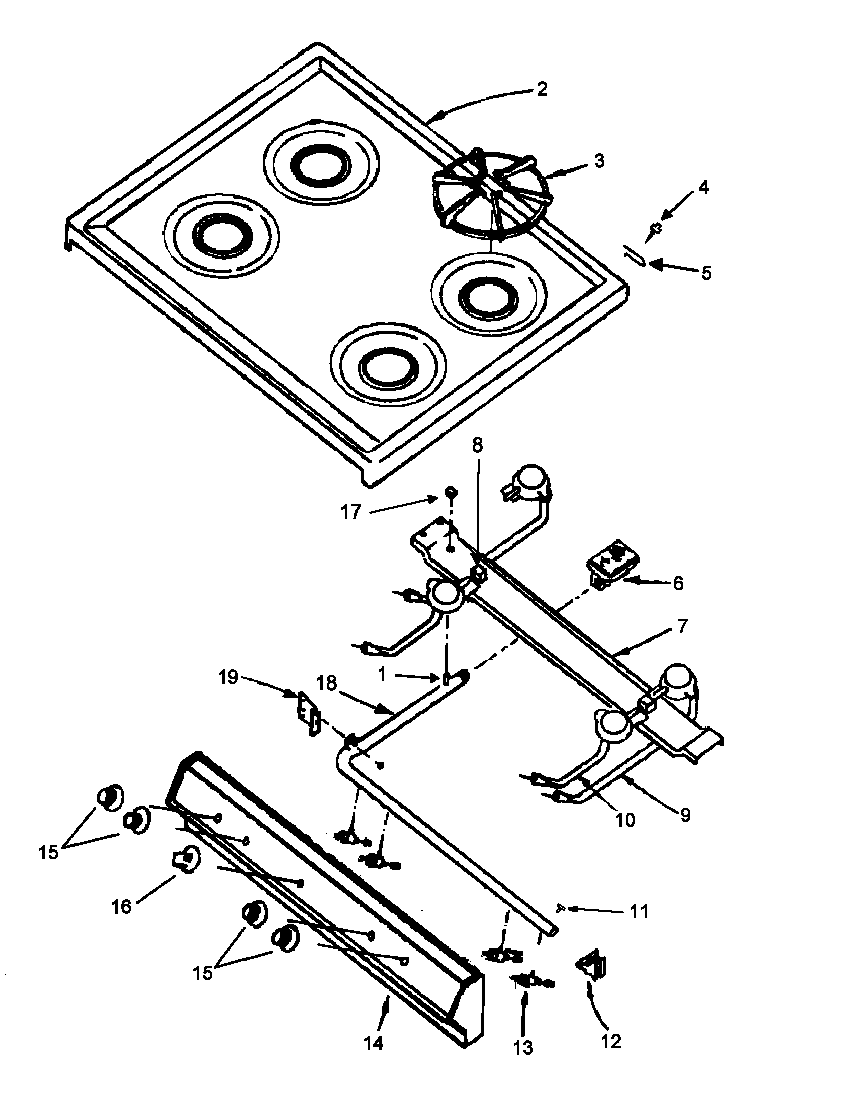 Amana RBP26AA5/P1143041NL top burner assy diagram