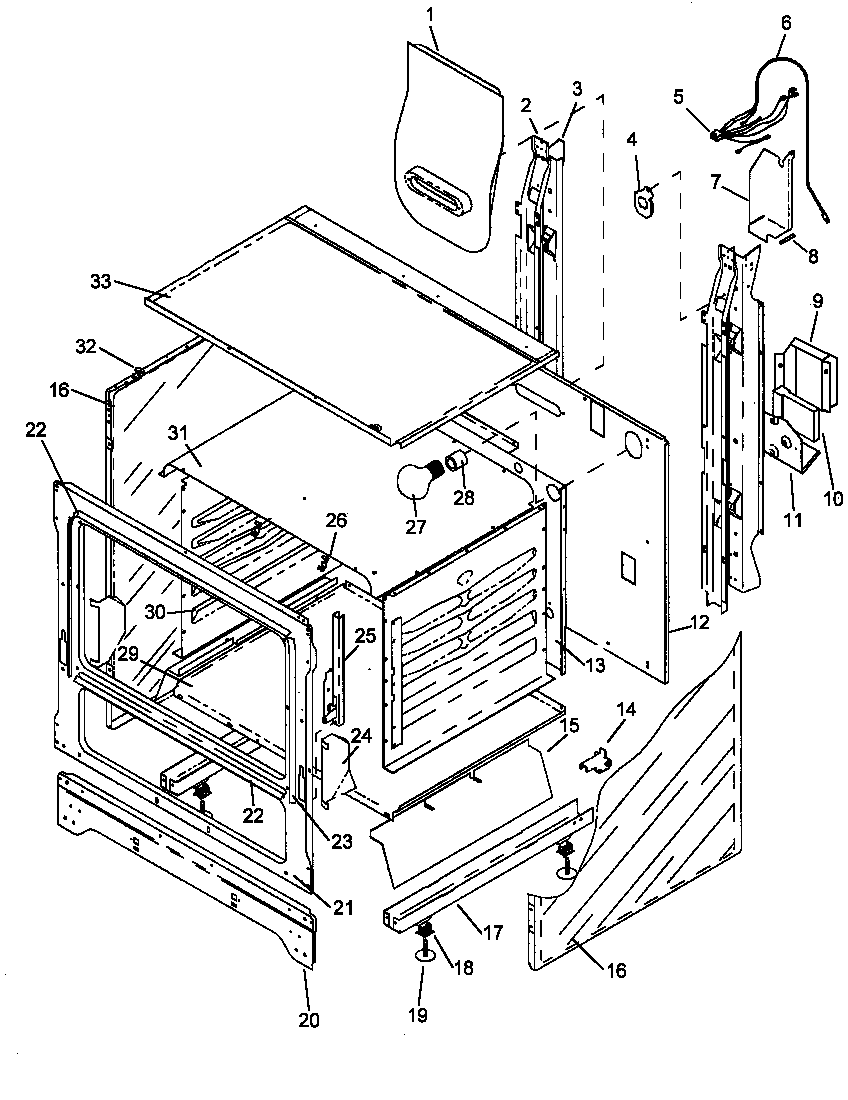 Caloric SBK26FX0/P1143053NW cabinet assy diagram