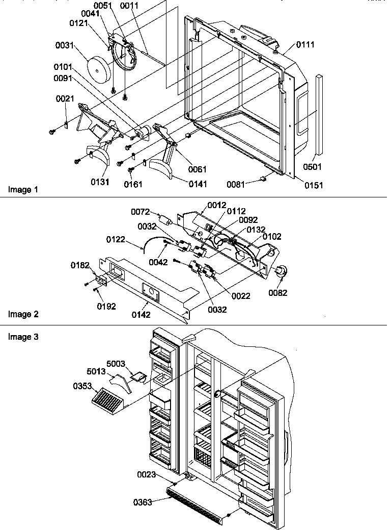 Amana GSGD21B-P1193905WW ice & water cavity, electronic bracket, & toe grille diagram