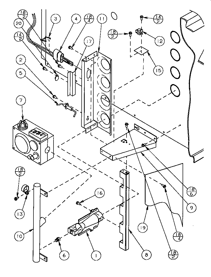 Amana GSI070D35A/P1160002F gas burners and manifold diagram