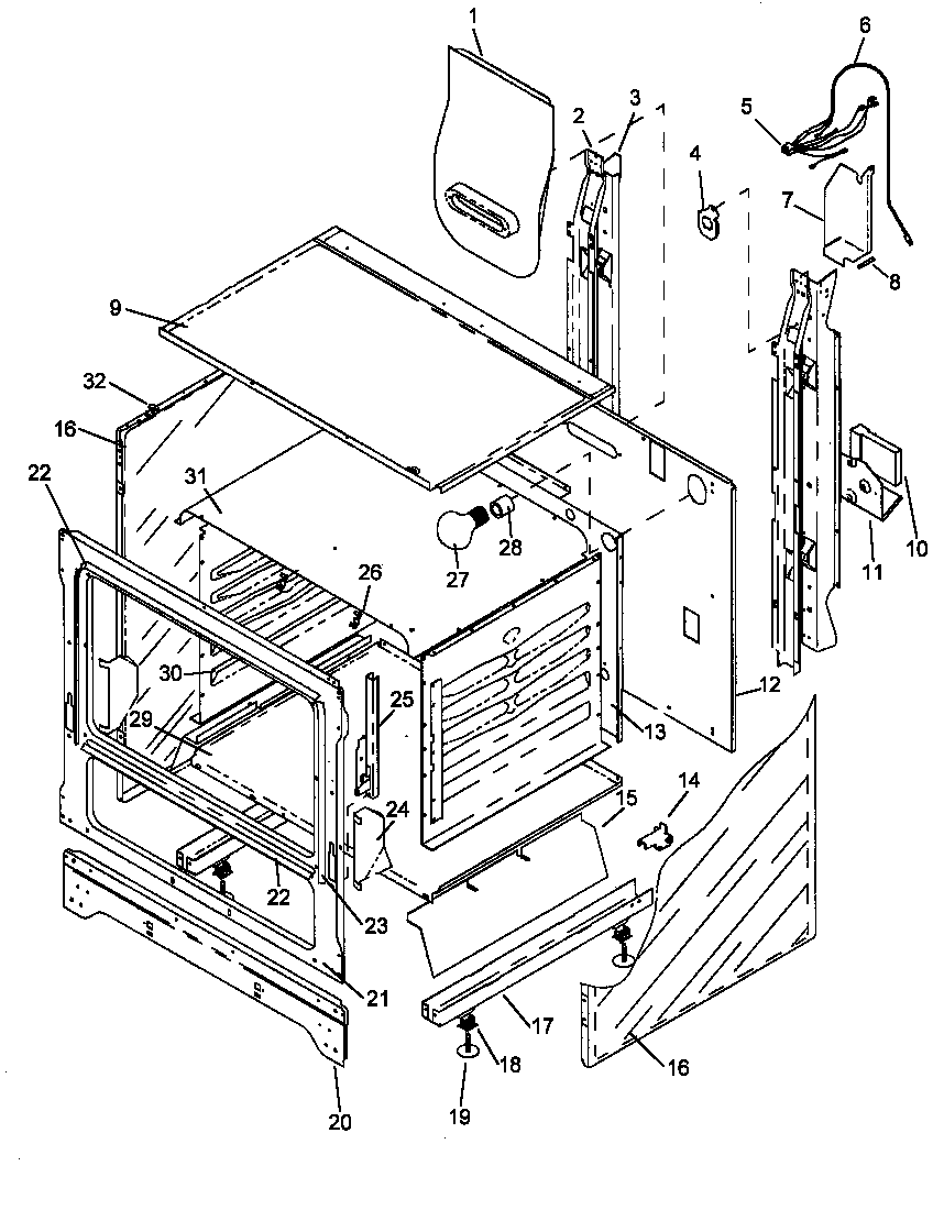 Caloric RLS358UWOF/P1142765NW cabinet assy diagram