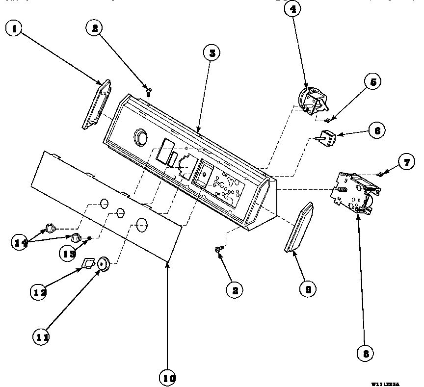 Speed Queen AWM190W2/PAWM190W2 graphic panel, control hood and controls diagram