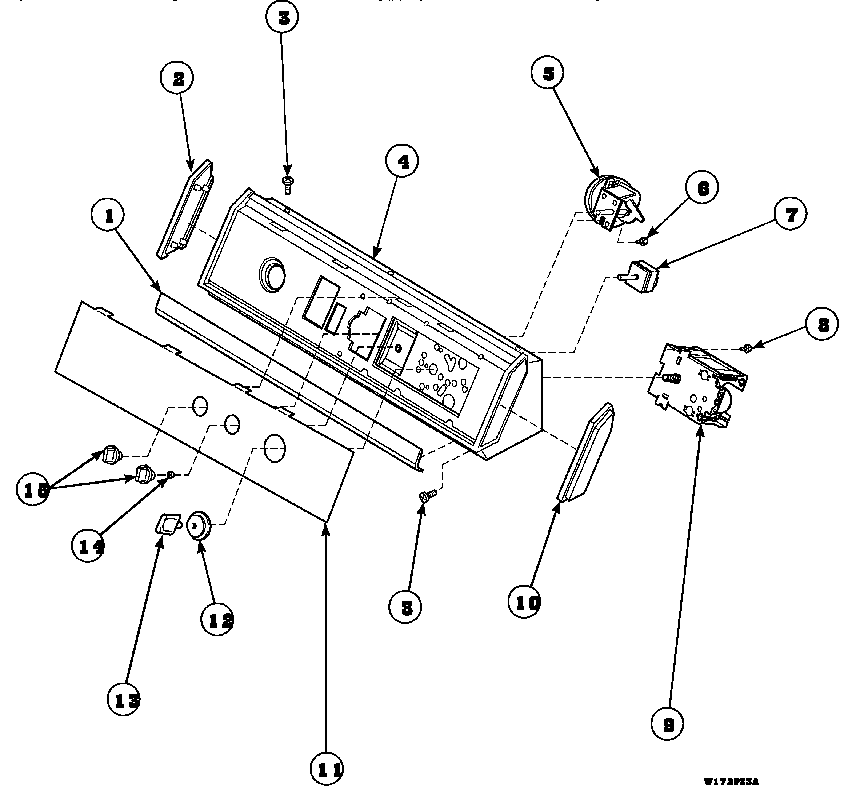Speed Queen AWM190W2/PAWM190W2 graphic panel, control hood and controls diagram