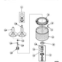 Speed Queen AWM190W2/PAWM190W2 agitator, drive bell, seal kit, washtub and hub diagram