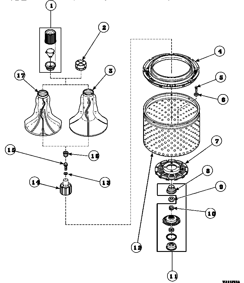 Amana LW8203L2-PLW8203L2 agitator, drive bell, seal kit, washtub and hub (cw4202w2/pcw4202w2) (cw8202w2/pcw8202w2) (cw8203w2/pcw8203w2) (cw8413w2/pcw8413w2) (lw4203l2/plw4203l2) (lw4203w2/plw4203w2) (lw6001w2/plw6001w2) (lw6143lm/plw6143lm) (lw6143wm/plw6143wm) (lw6153lm/plw6153l diagram