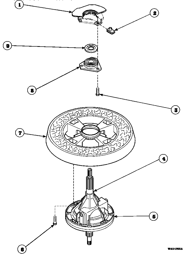 Amana LW8203L2-PLW8203L2 transmission assembly and balancing ring (cw4202w2/pcw4202w2) (cw8202w2/pcw8202w2) (cw8203w2/pcw8203w2) (cw8413w2/pcw8413w2) (lw4203l2/plw4203l2) (lw4203w2/plw4203w2) (lw6001w2/plw6001w2) (lw6143lm/plw6143lm) (lw6143wm/plw6143wm) (lw6153lm/plw6153lm) (lw6 diagram