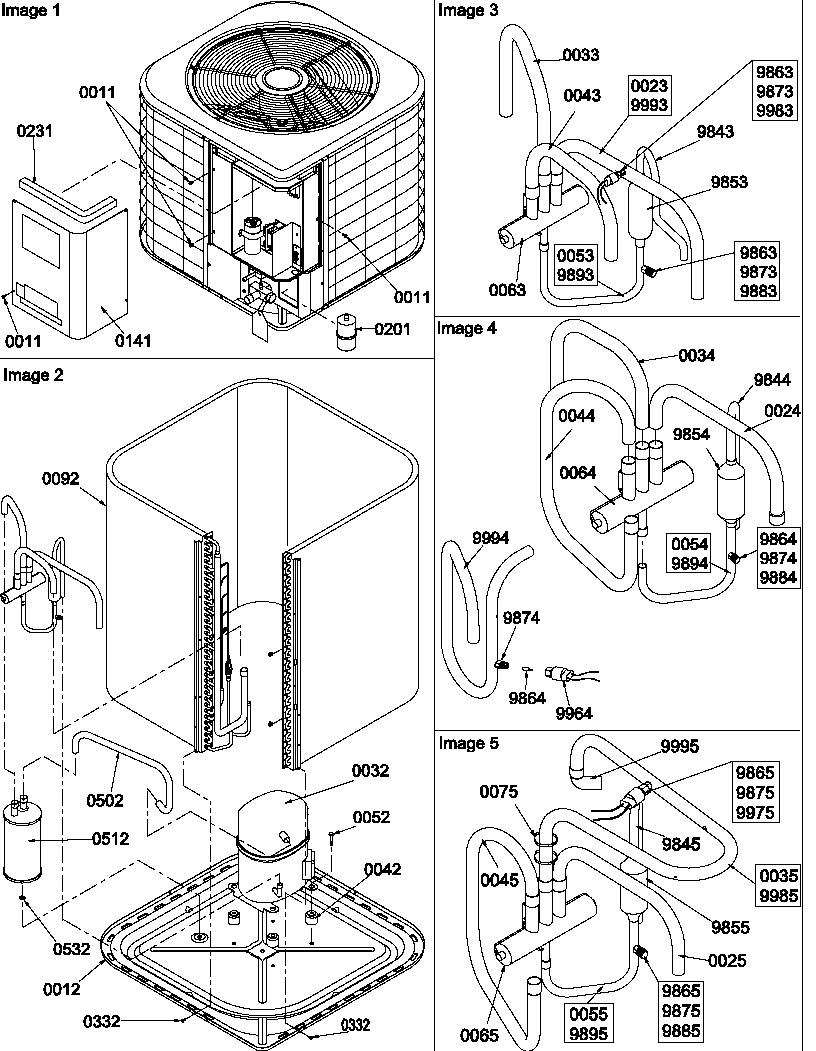 Amana RHA48A2B/P1218808C control cover/condenser/tubing diagram