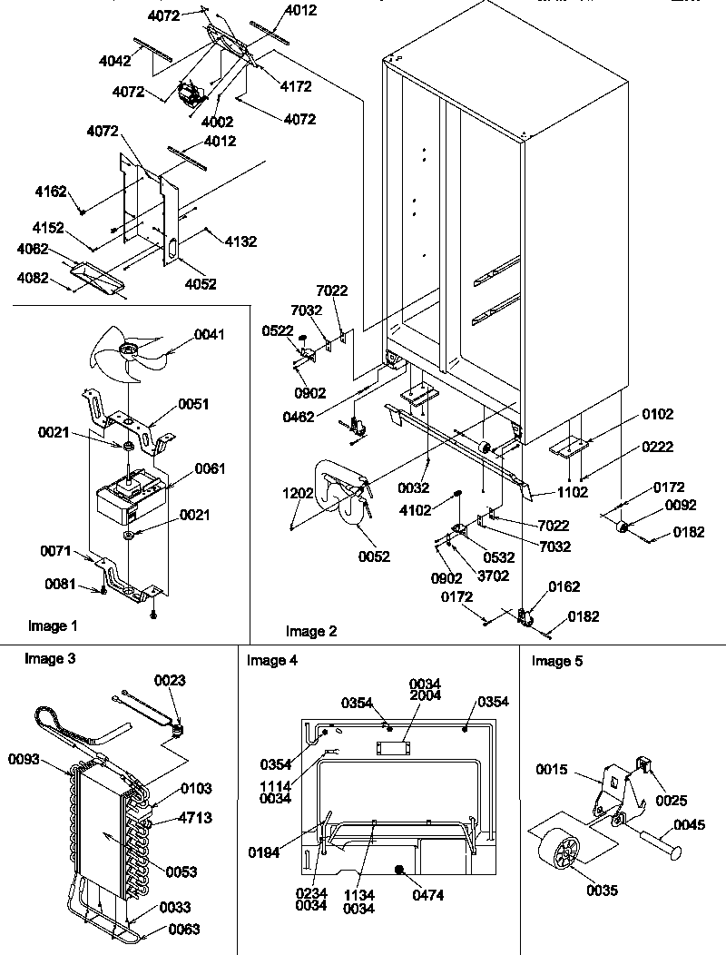 Amana SCD22TBL-P1303511WL drain system, rollers,and evaporator assy diagram