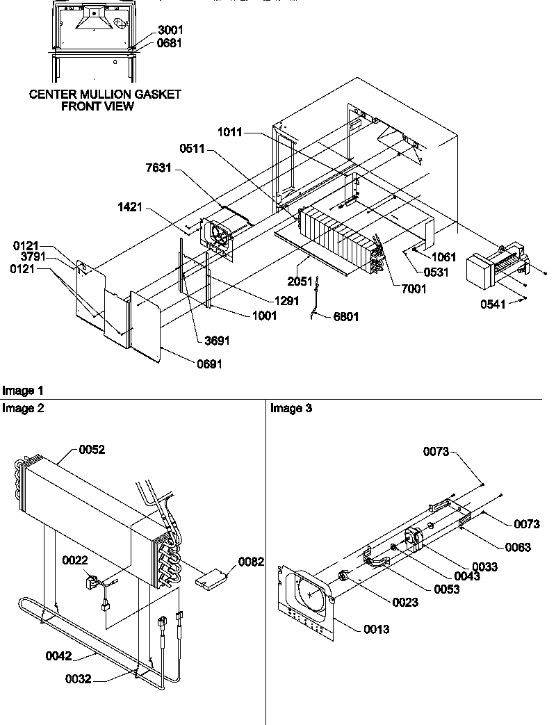 Amana TM17TBW-P1305901WW evaporator and fan motor assemblies diagram