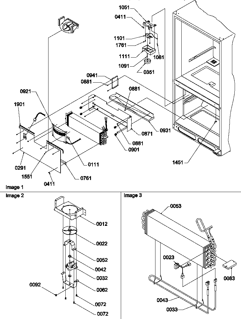 Amana BM20TBW-P1305801WW evaporator & freezer control assembly diagram