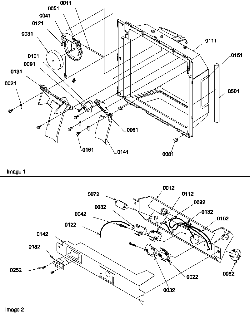 Amana SCD25TBL-P1190428WL ice & water cavity and electrical bracket assy diagram
