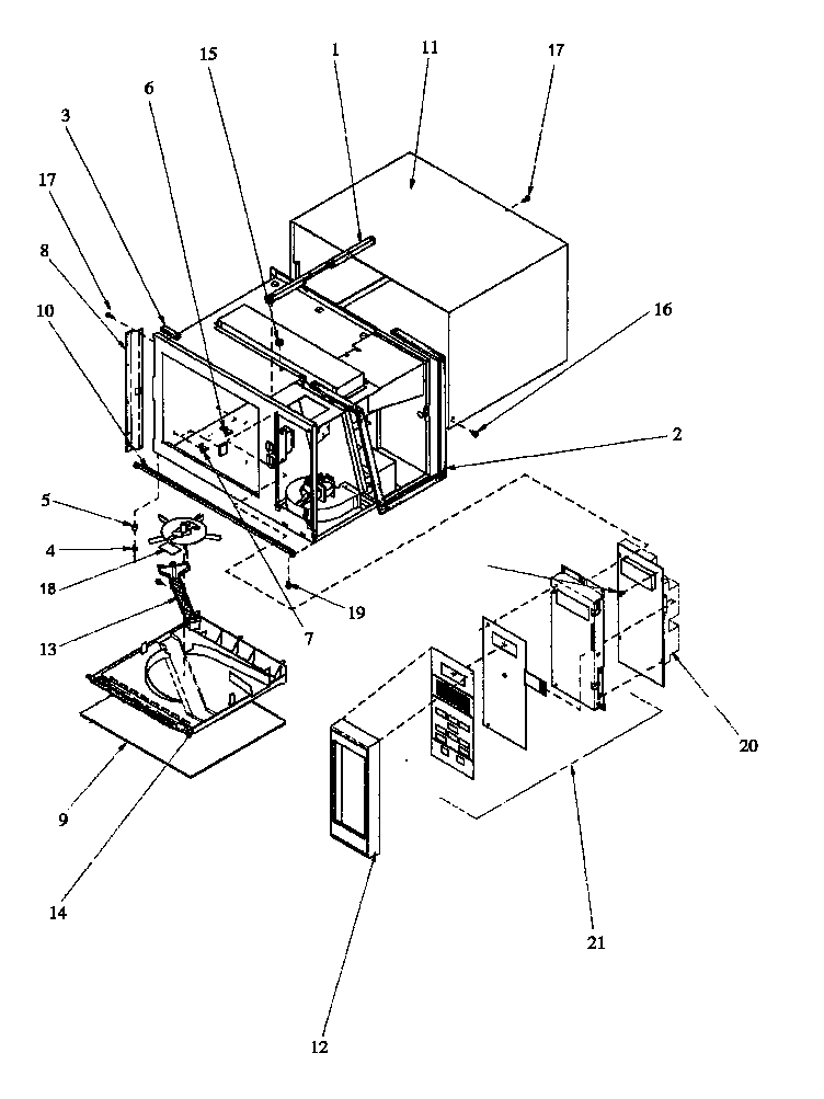 Amana AOR27DEW-P1132341NW chassis assy & control panel diagram